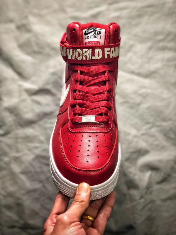 Authentic Superme X Nike Air Force 1 SP High Red GS